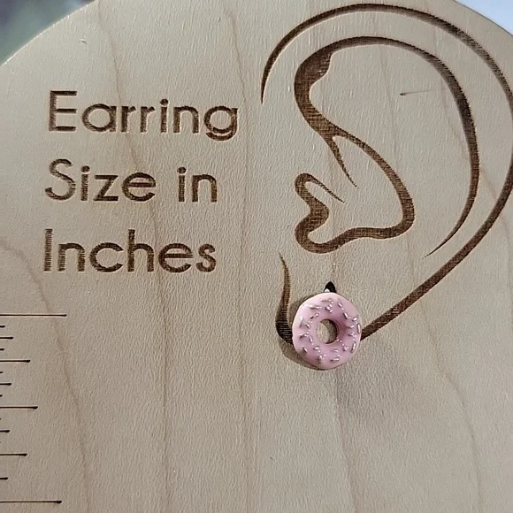Frosted Donut Stud Earrings - Picture 3 of 6